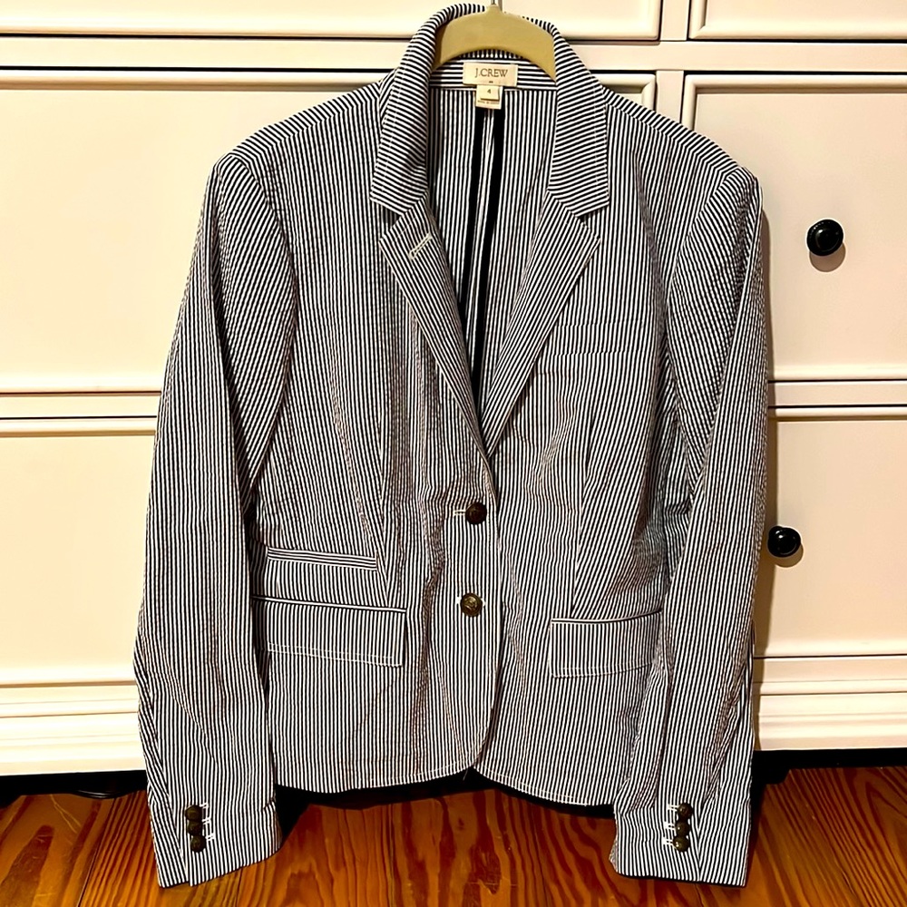 Jcrew women’s schoolboy seersucker blazer